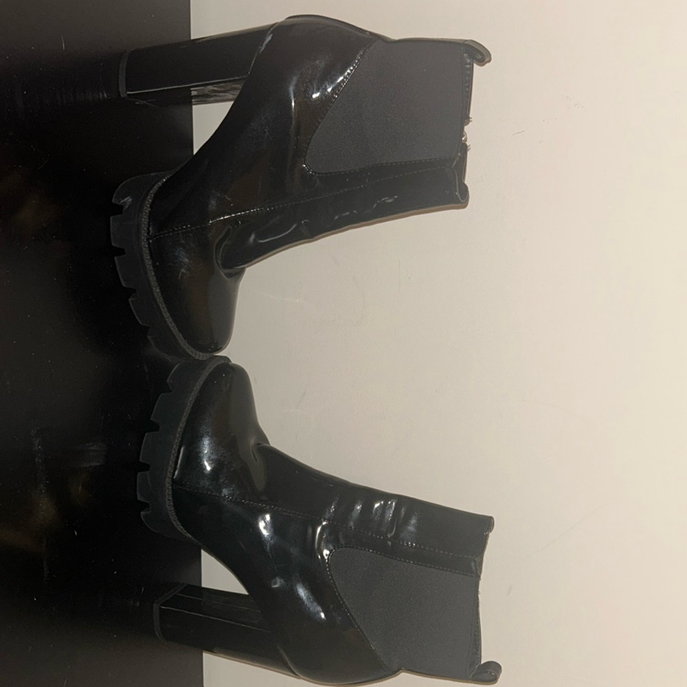 Patent leather booties